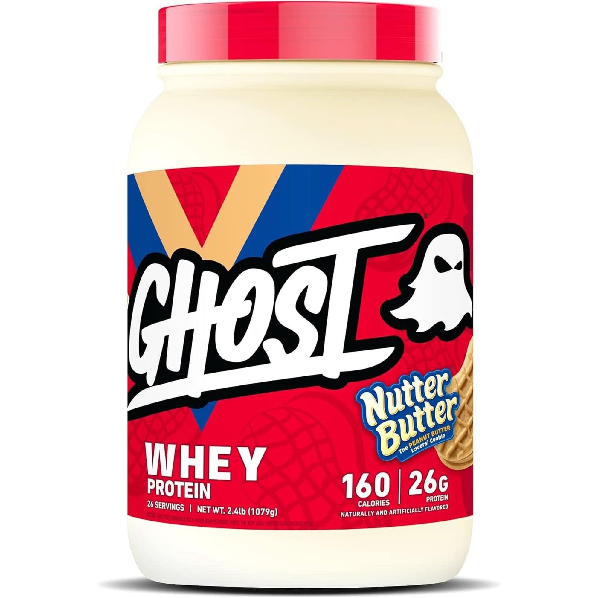 GHOST Whey Protein Powder, Chips Ahoy - 2LB Tub, 25G of Protein - Chocolate Chip Cookie Flavored Isolate, Concentrate & Hydrolyzed Whey Protein Blend