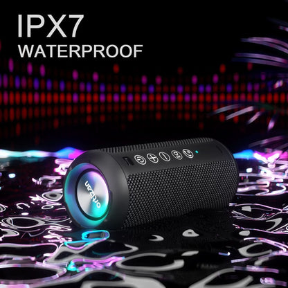 Ortizan Portable Bluetooth Speaker: IPX7 Waterproof, 24W Loud Sound, Deep Bass, Bluetooth 5.3, LED Lights, Wireless Stereo Pairing, 30H Playtime, for Home/Outdoor/Party/Beach, Birthday Gift Black