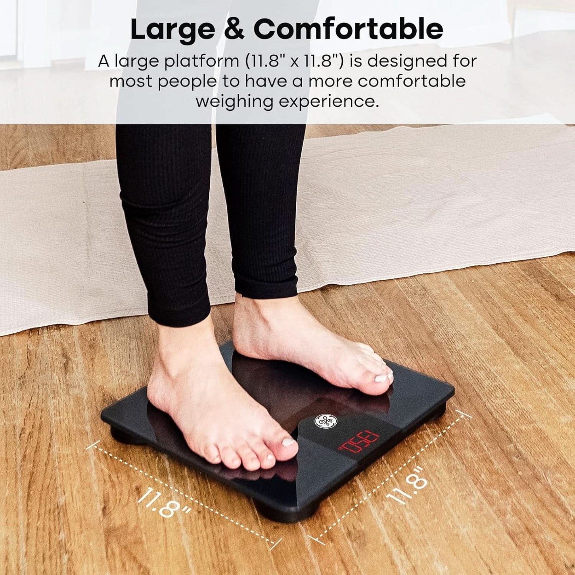 GE Bathroom Scale Body Weight: Digital BMI Weight Balance Scales FSA HSA Eligible Heavy Duty Measuring Scale for People Accurate Bluetooth Weighing Scale Electronic Weigh Scales, Black