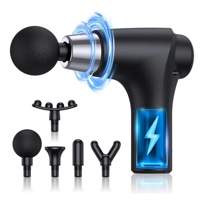 Massage Gun Deep Tissue Massage Gun for Back Pain Relief with 5 Heads 6Speed Black