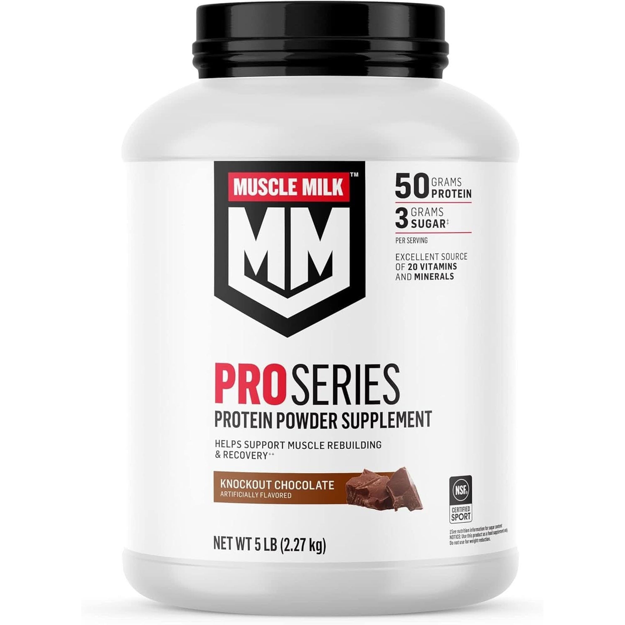 Muscle Milk Pro Series Protein Powder Supplement, Intense Vanilla, 5 Pound, 28 Servings, 50G Protein, 3G Sugar, 20 Vitamins & Minerals, NSF Certified for Sport, Workout Recovery, Packaging May Vary