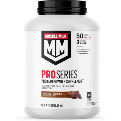 Muscle Milk Pro Series Protein Powder Supplement, Intense Vanilla, 5 Pound, 28 Servings, 50G Protein, 3G Sugar, 20 Vitamins & Minerals, NSF Certified for Sport, Workout Recovery, Packaging May Vary