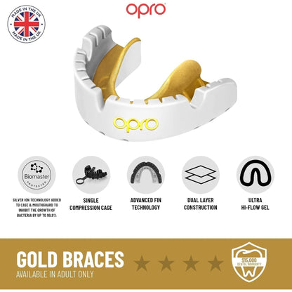 OPRO Gold Level Mouthguard for Braces, Adults Sports Mouth Guard, Featuring Revolutionary Fitting Technology for Boxing, Lacrosse, MMA, Martial Arts, Hockey, and All Contact Sports