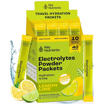 KEY NUTRIENTS Multivitamin Electrolytes Powder No Sugar - Sweet Blue Raspberry Electrolyte Powder - Endurance & Energy Supplement - Hydration Powder - No Calories - 90 Servings - Made in USA