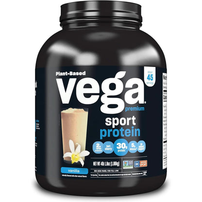 Vega Sport Premium Vegan Protein Powder Chocolate(45 Servings) 30G Plant Based Protein,5G Bcaas,Dairy Free,Gluten Free,Non Gmo,Pea Protein for Women and Men,4Lbs 5.9Oz(Packaging May Vary)