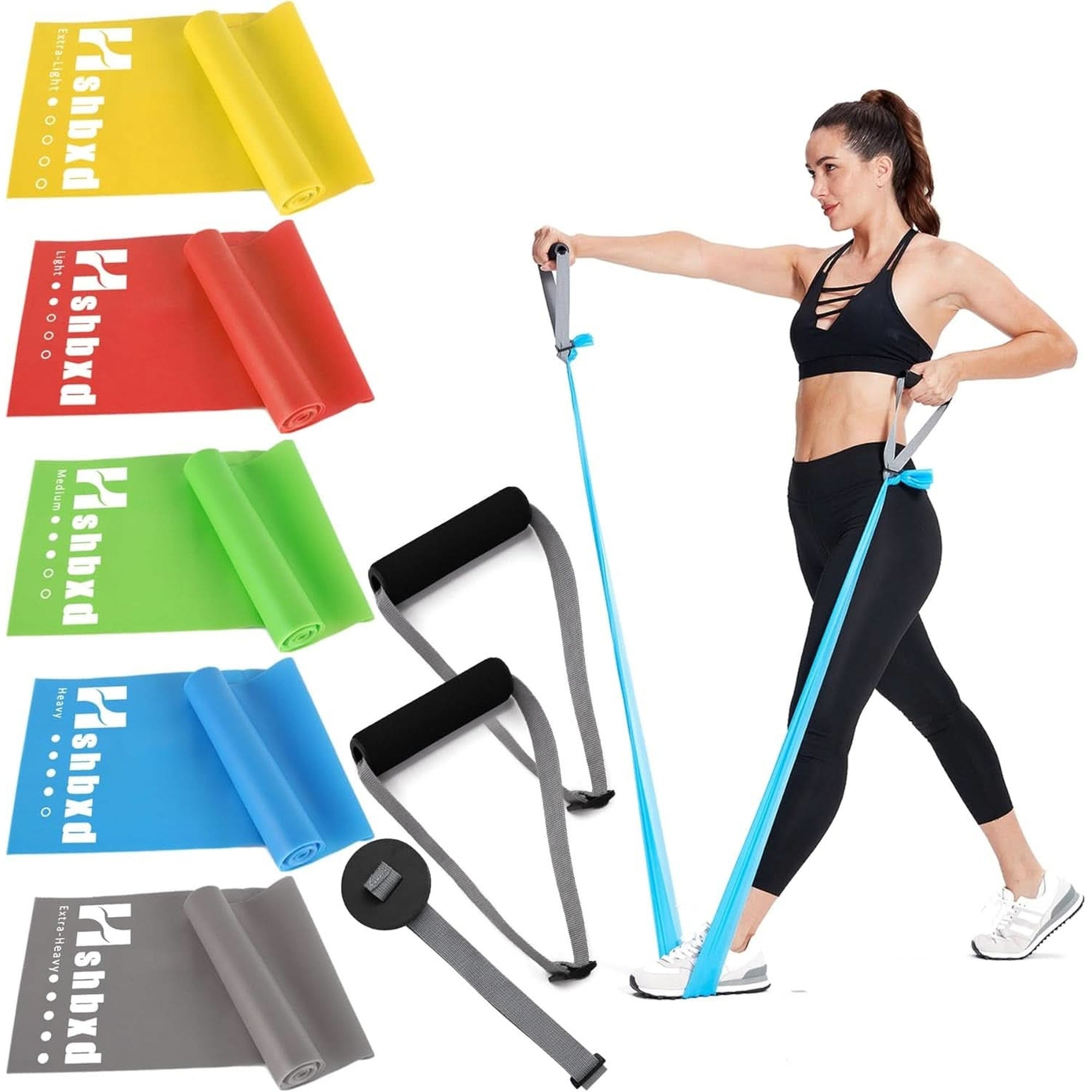 Resistance Bands for Working Out, Physical Therapy Bands, Elastic and Exercise Bands Set for Stretching, Suitable for Rehab, Yoga, Pilates, Gym, Home Exercise