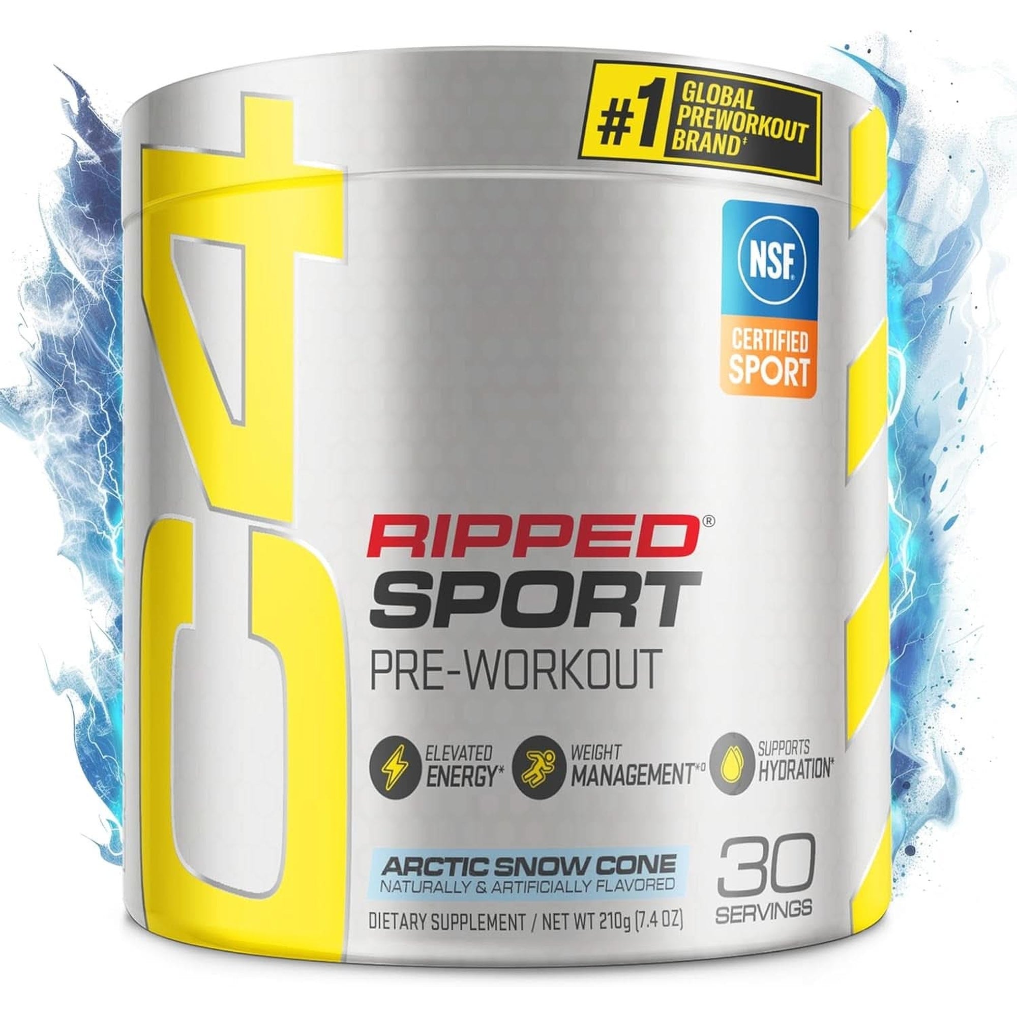 C4 Ripped Sport Pre Workout Powder Arctic Snow Cone - NSF Certified for Sport + Sugar Free Preworkout Energy Supplement for Men & Women - 135Mg Caffeine + Weight Loss - 30 Servings