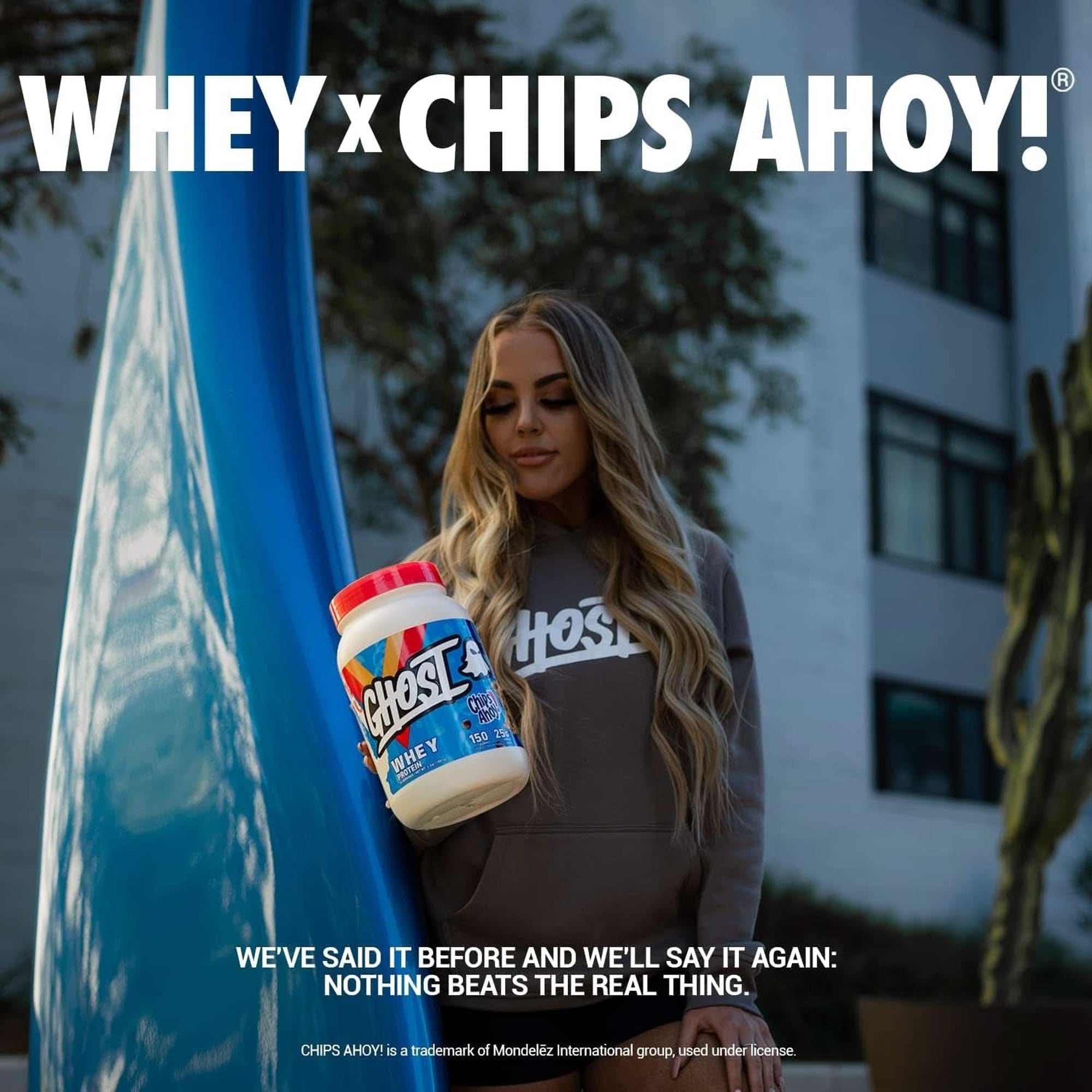 GHOST Whey Protein Powder, Chips Ahoy - 2LB Tub, 25G of Protein - Chocolate Chip Cookie Flavored Isolate, Concentrate & Hydrolyzed Whey Protein Blend