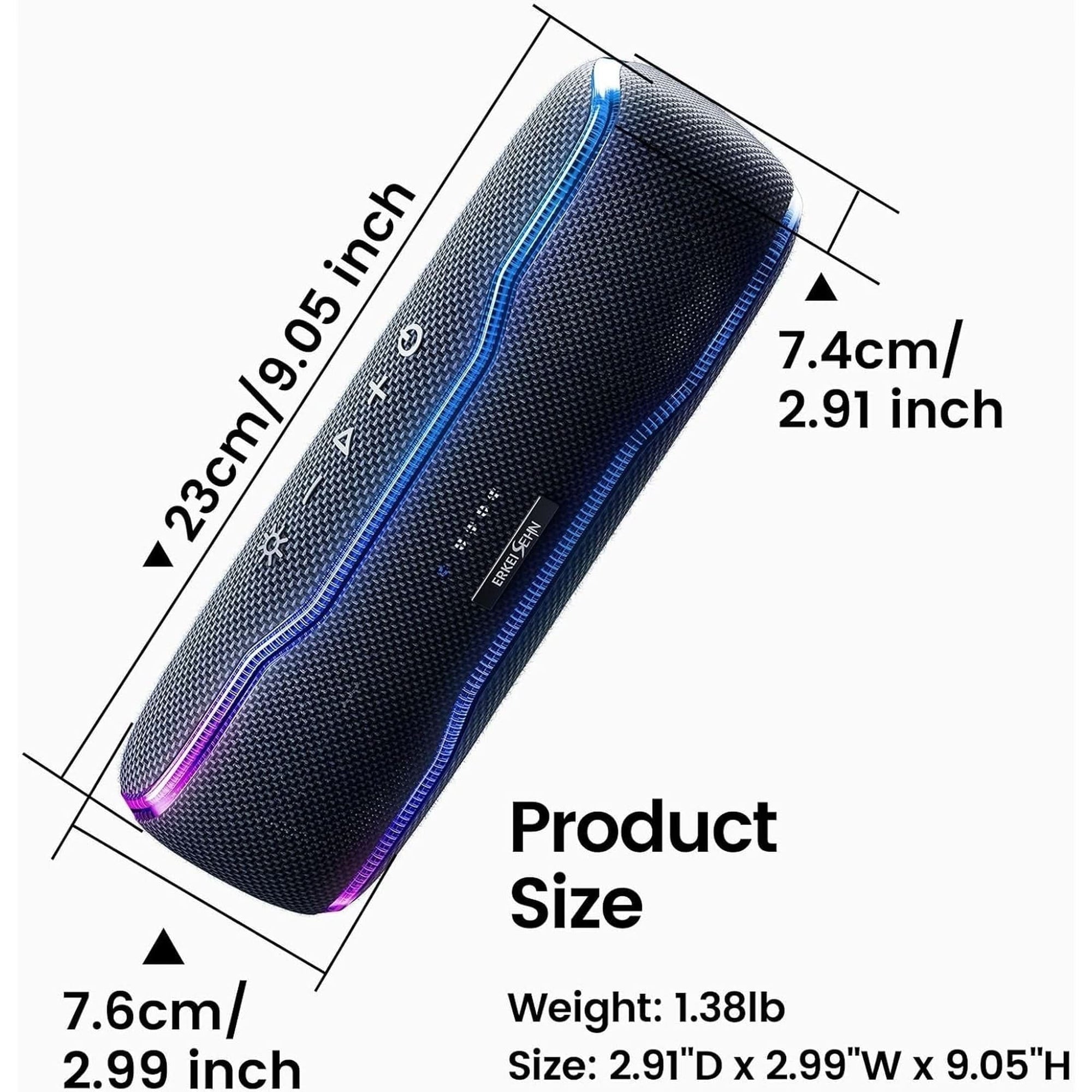 Portable Bluetooth Speaker, IPX7 Waterproof Wireless Speaker with Colorful Flashing Lights, 25W Super Bass 24H Playtime, 100Ft Range, TWS Pairing for Outdoor, Home, Party, Beach, Travel