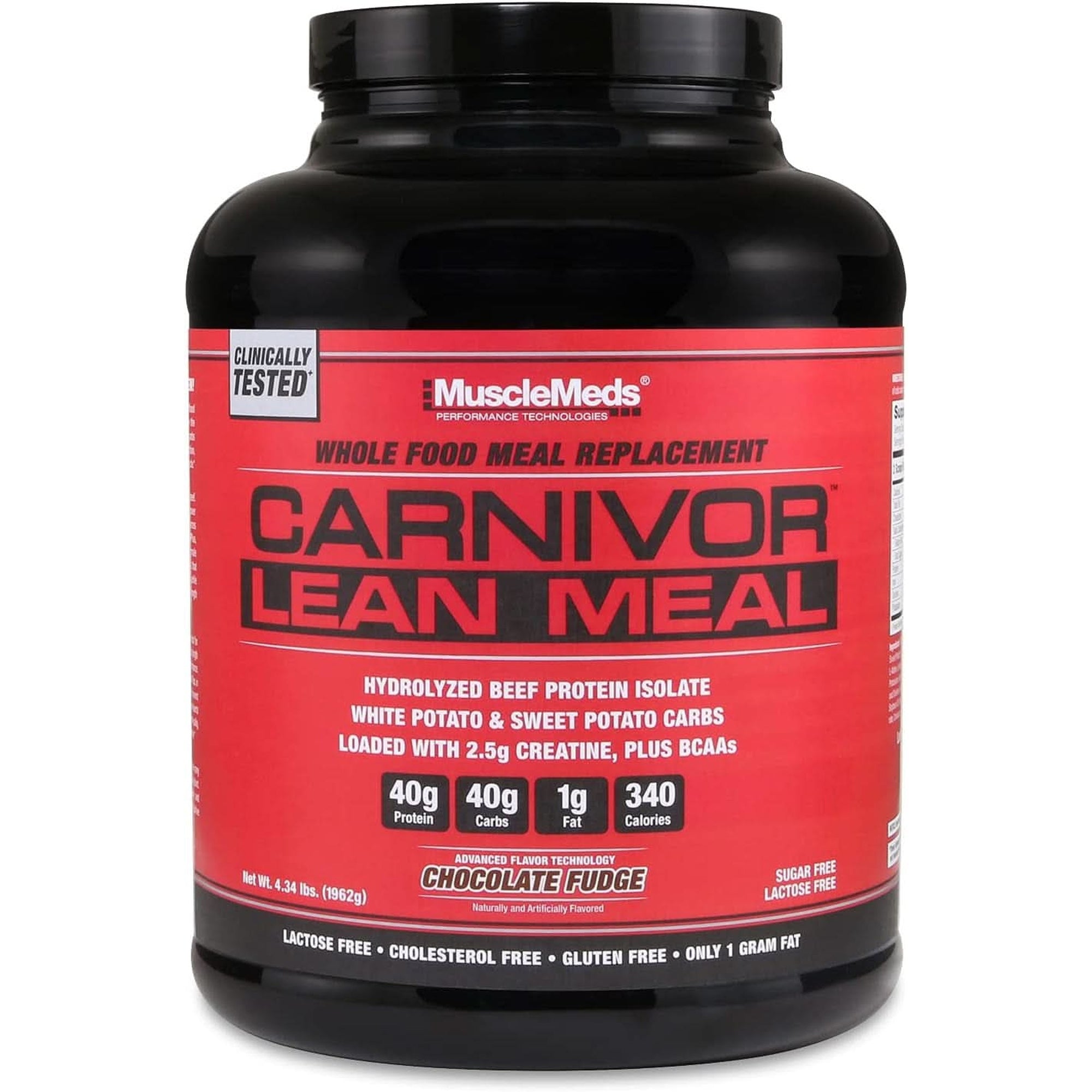 Musclemeds CARNIVOR LEAN MEAL Whole Food Meal Replacement Shake, MRE, Beef Protein Isolate, White Potato, Sweet Potato, 40G Protein, 40 G Carbs, Lactose Free, Sugar Free, Vanilla Cream 20 Servings