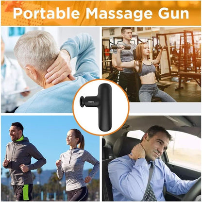 Mini Massage Gun, Powerful Fascial Gun Portable Deep Tissue Percussion Muscle Back Head Massager for Pain Relief with 4 Massage Heads High-Intensity Vibration Rechargeable Small Massage Gun