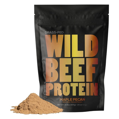 Wild Grass Fed Beef Protein Powder with Beef Organs Complex - Sugar Free Protein Shake - Low Carb & Calories - Keto/Paleo/Carnivore Friendly - Whey/Bloating/Lactose Free - Maple Pecan 10Oz