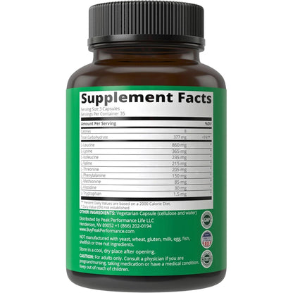 All 9 Essential Amino Acids Supplement. Capsules with 3X More Leucine for Muscle Recovery, Growth. EAA Supplement Better than BCAA / BCAAS Branched Chain Aminos Acid. USA Tested Eaas Men + Women