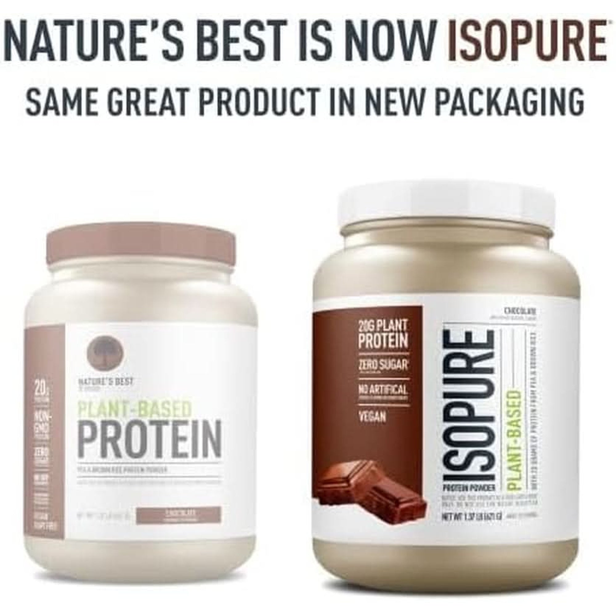 Isopure Chocolate Vegan Protein Powder, with Monk Fruit Sweetener & Amino Acids, Post Workout Recovery, Sugar Free, Plant Based, Organic Pea Protein, Dairy Free, 20 Servings (Packaging May Vary)