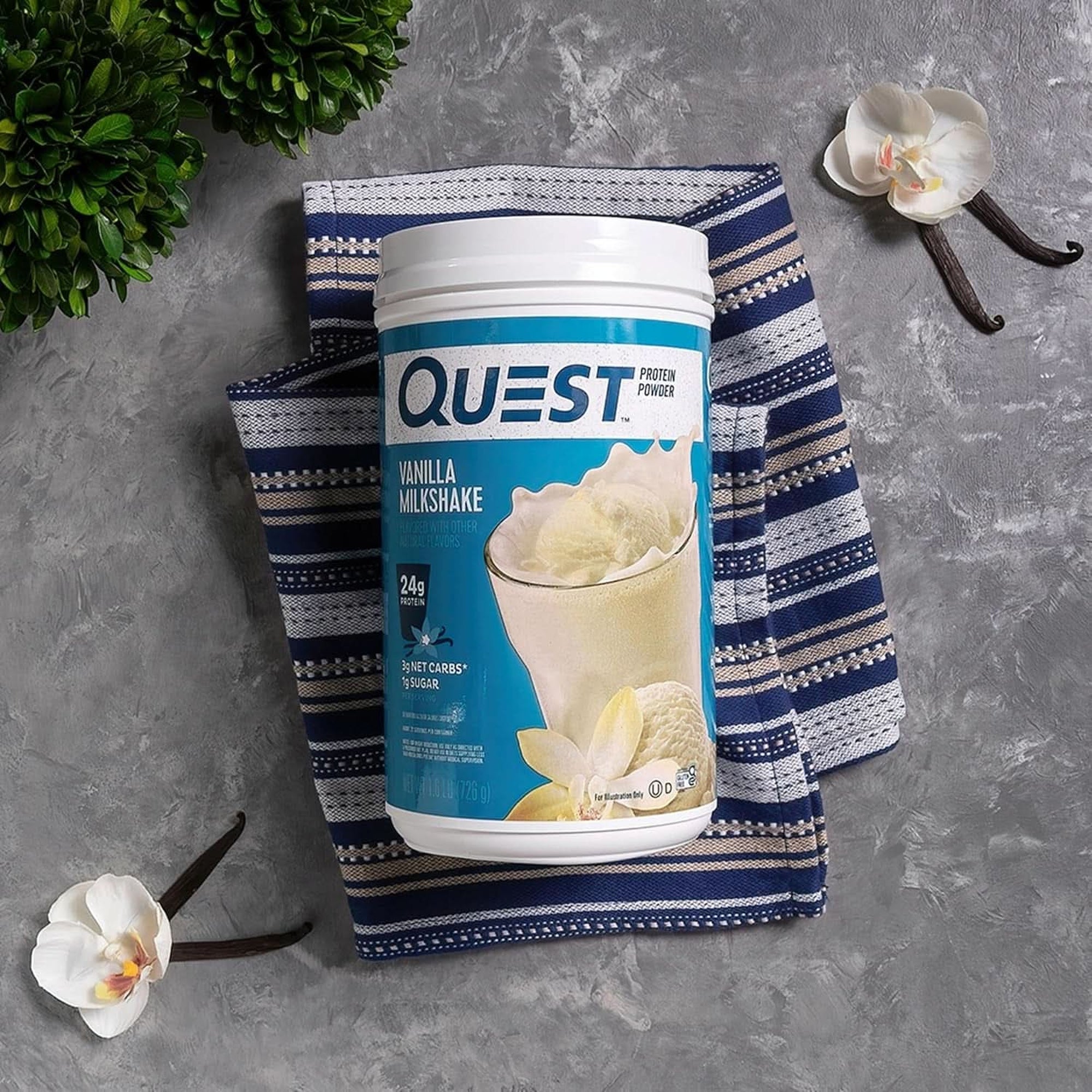 Quest Nutrition Vanilla Milkshake Protein Powder, 24G of Protein, 1G of Sugar, Low Carb, Gluten Free, 1.6 Pound, 23 Servings