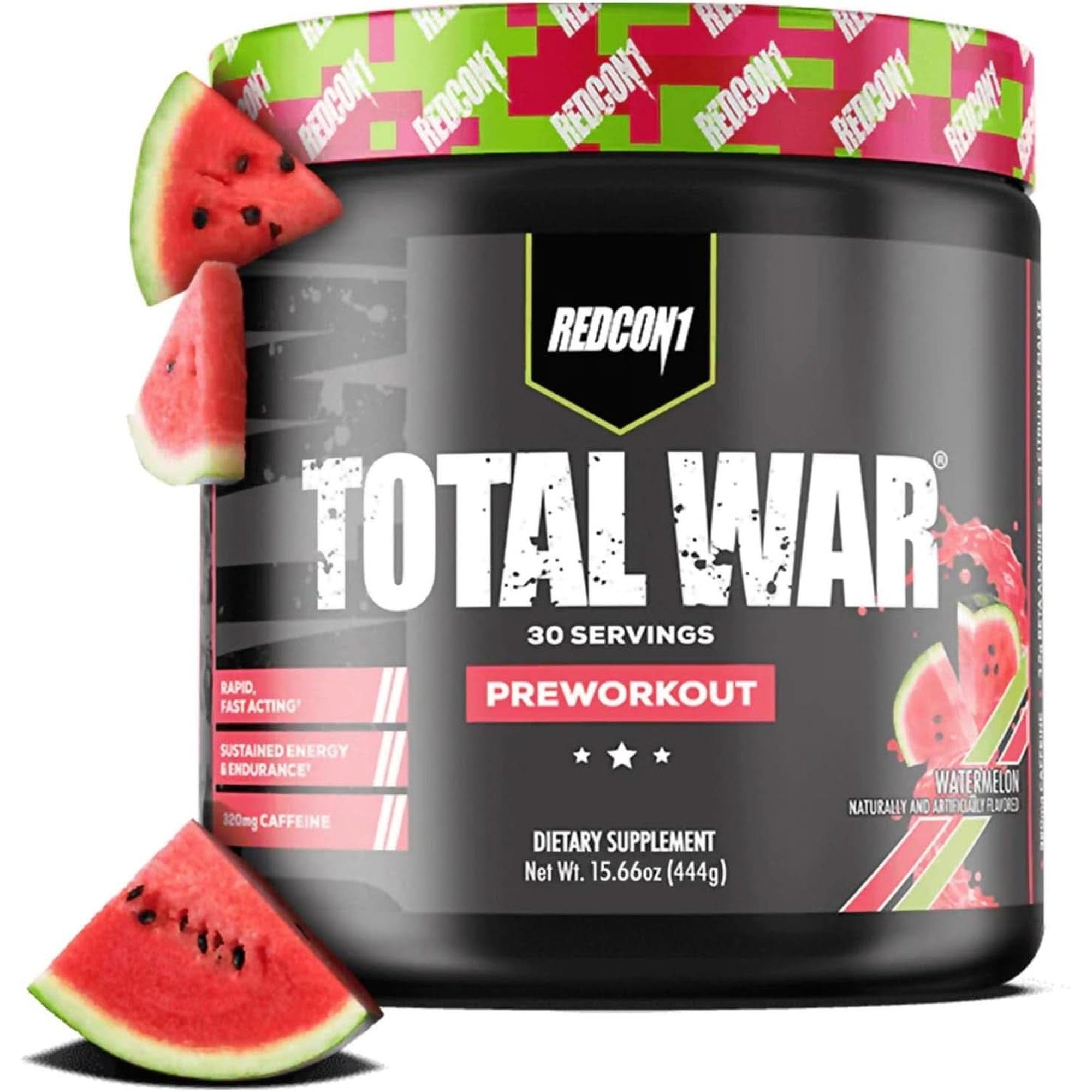 REDCON1 Total War Preworkout - Contains 320Mg of Caffeine from Green Tea, Juniper & Beta Alanine - Pre Work Out with Amino Acids to Increase Pump, Energy + Endurance (Rainbow Candy, 30 Servings)