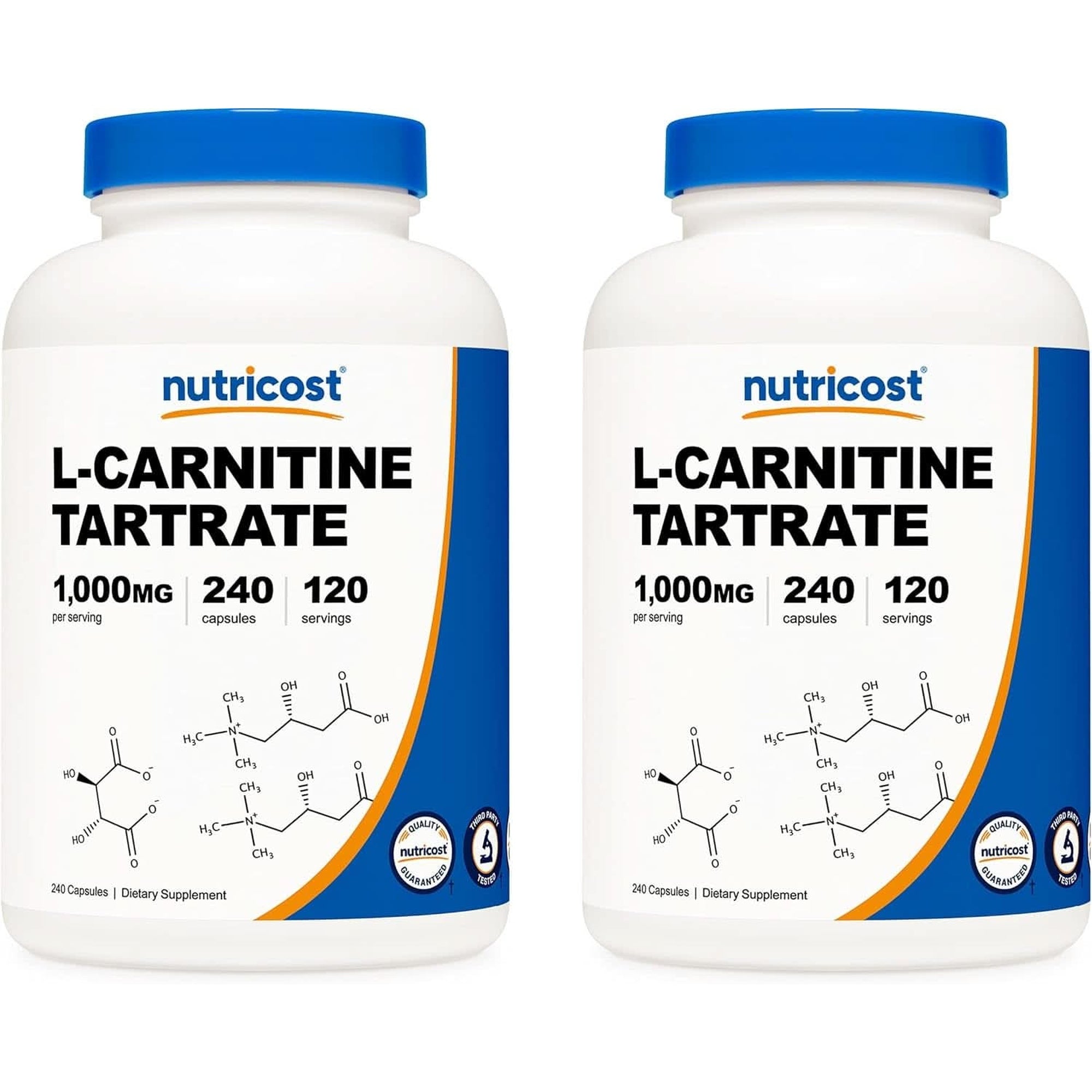 Nutricost L-Carnitine Tartrate 1,000Mg, 240 Capsules - 500Mg per Capsule, 120 Servings