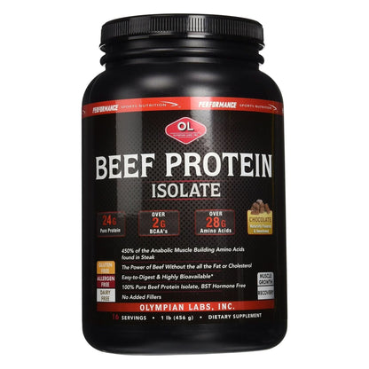 Olympian Labs Beef Protein Isolate Lb, 1 Pound, Chocolate, 16 Ounce (03273)