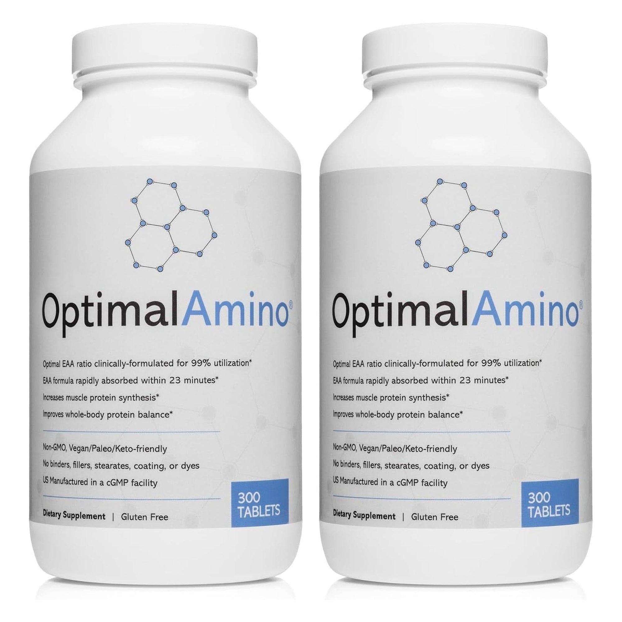 Optimalamino Tablets Fitness Bundle (600 Count), 99% Utilized Essential Amino Acid (EAA) Supplement, Increase Muscle Recovery, Vegan/Keto BCAA Protein Pre/Post Workout