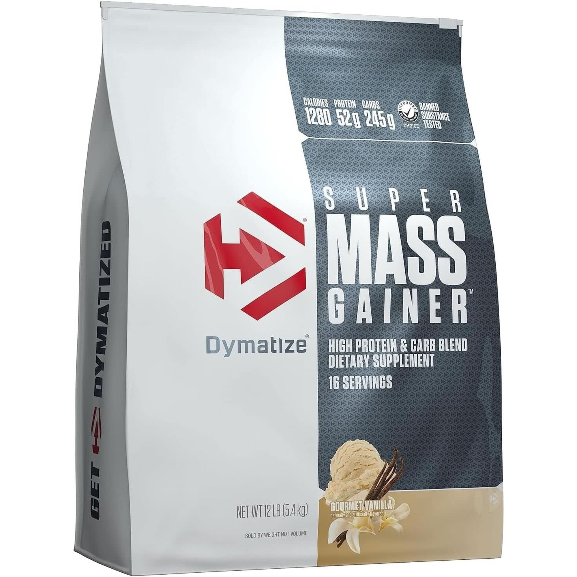 Dymatize Super Mass Gainer Protein Powder, 1280 Calories & 52G Protein, Gain Strength & Size Quickly, 10.7G Bcaas, Mixes Easily, Tastes Delicious, Gourmet Vanilla, Gourmet Vanilla, 6 Pound (Pack of 1)