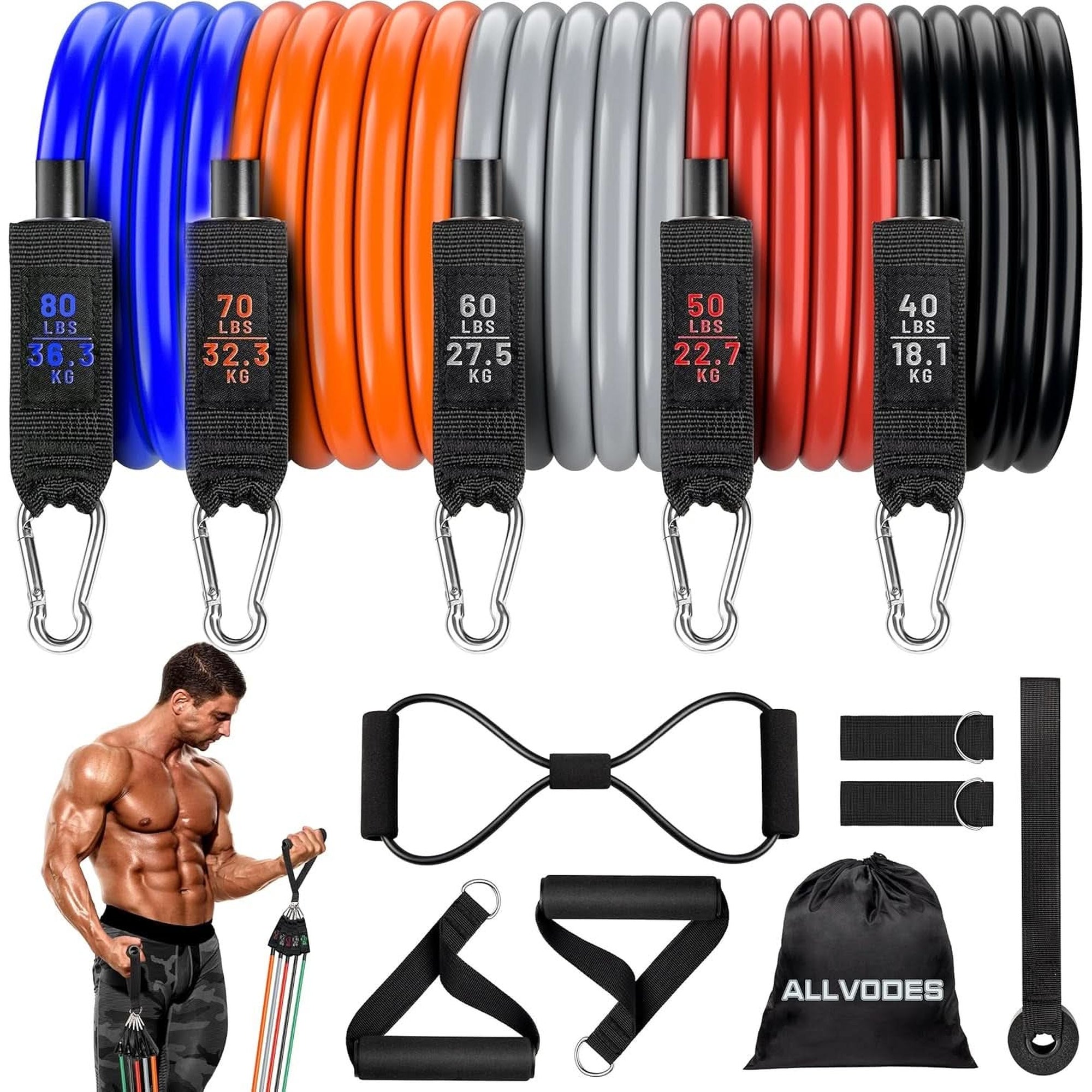 Resistance Bands, Resistance Band Set, Workout Bands, Exercise Bands for Men and Women, Exercise Bands with Door Anchor, Physical Therapy, Shape Body