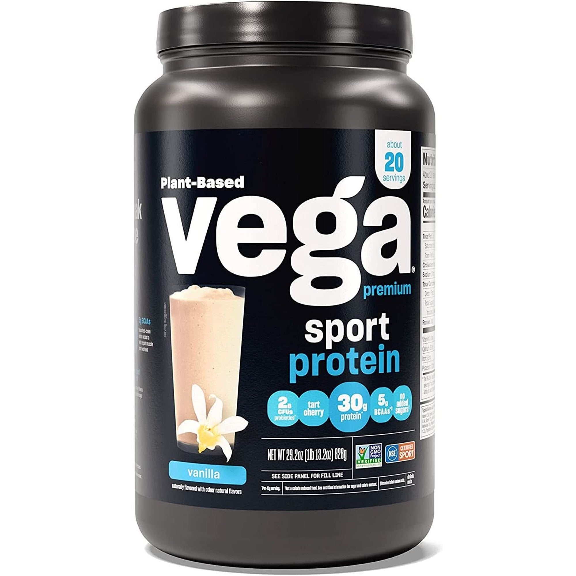 Vega Premium Sport Protein Chocolate Protein Powder, Vegan, Non GMO, Gluten Free Plant Based Protein Powder Drink Mix, NSF Certified for Sport, 29.5 Oz