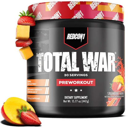 REDCON1 Total War Preworkout - Contains 320Mg of Caffeine from Green Tea, Juniper & Beta Alanine - Pre Work Out with Amino Acids to Increase Pump, Energy + Endurance (Rainbow Candy, 30 Servings)