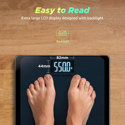 550Lb Bathroom Digital Scale for Body Weight with Ultra-Wide Platform and Large LCD Display, Accurate High Precision Scale with Extra-High Capacity