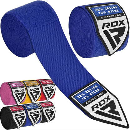 RDX Boxing Hand Wraps Inner Gloves, 180 Inch 4.5M Elasticated Thumb Loop Bandages, Mexican Style under Mitts Wrist Wrap Protection Muay Thai MMA Kickboxing Martial Arts Punching Bag Training Men Women