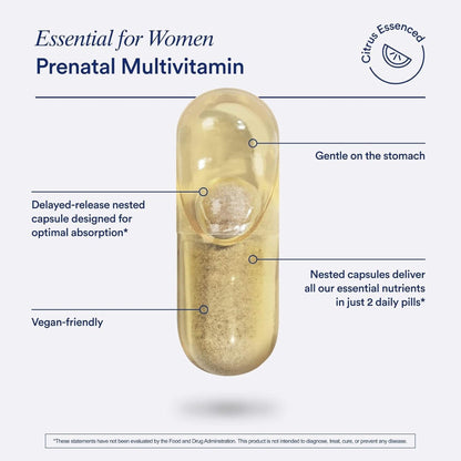 Ritual Essential for Women Prenatal Multivitamin: Folate & Choline for Neural Tube Support, Omega-3 DHA for Fetal Brain Development, Iron, Calcium-Helper D3 & K2, Non-Gmo, Vegan, Citrus, 30 Days