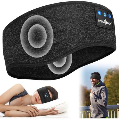 MUSICOZY Sleep Headphones Bluetooth 5.2 Headband, Sports Wireless Earphones Sweat Resistant Earbuds with Ultra-Thin HD Stereo Speaker for Workout Running Cool Gadgets Unique Gifts