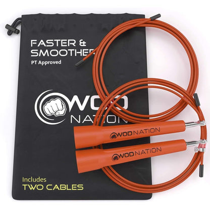 WOD Nation Adjustable Speed Jump Rope for Men, Women & Children - Blazing Fast Fitness Skipping Rope Perfect for Boxing, MMA, Endurance