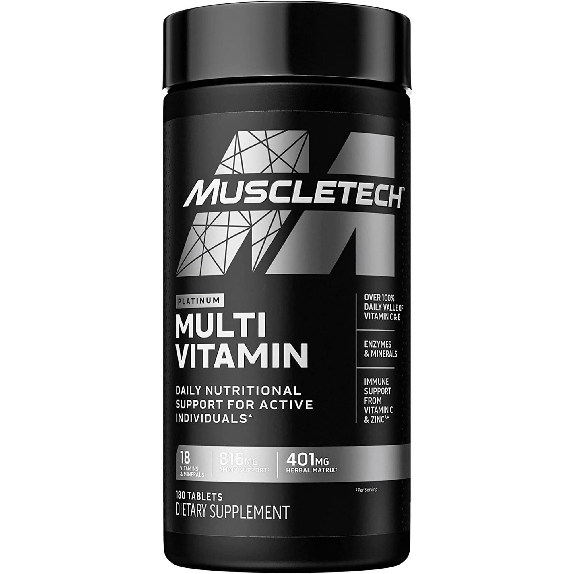 Muscletech Platinum Multivitamin for Immune Support 18 Vitamins & Minerals Vitamins a C D E B6 B12 Daily Workout Supplements for Men 90 Ct