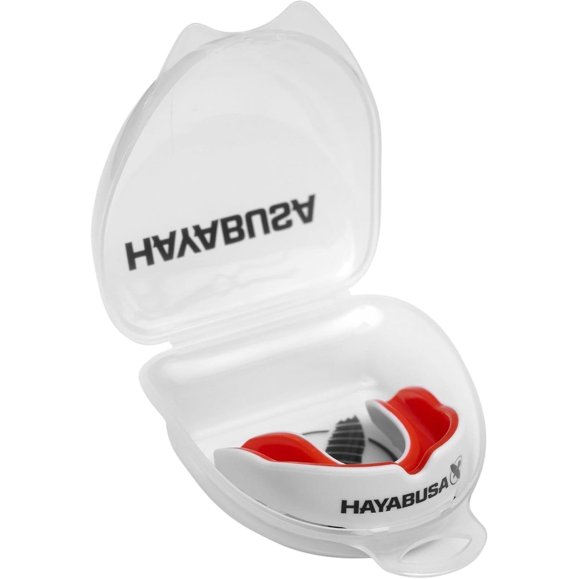 Hayabusa Combat Sports Mouth Guard Youth, Kids and Adult Sizes Comes with Case - White/Red, Adult