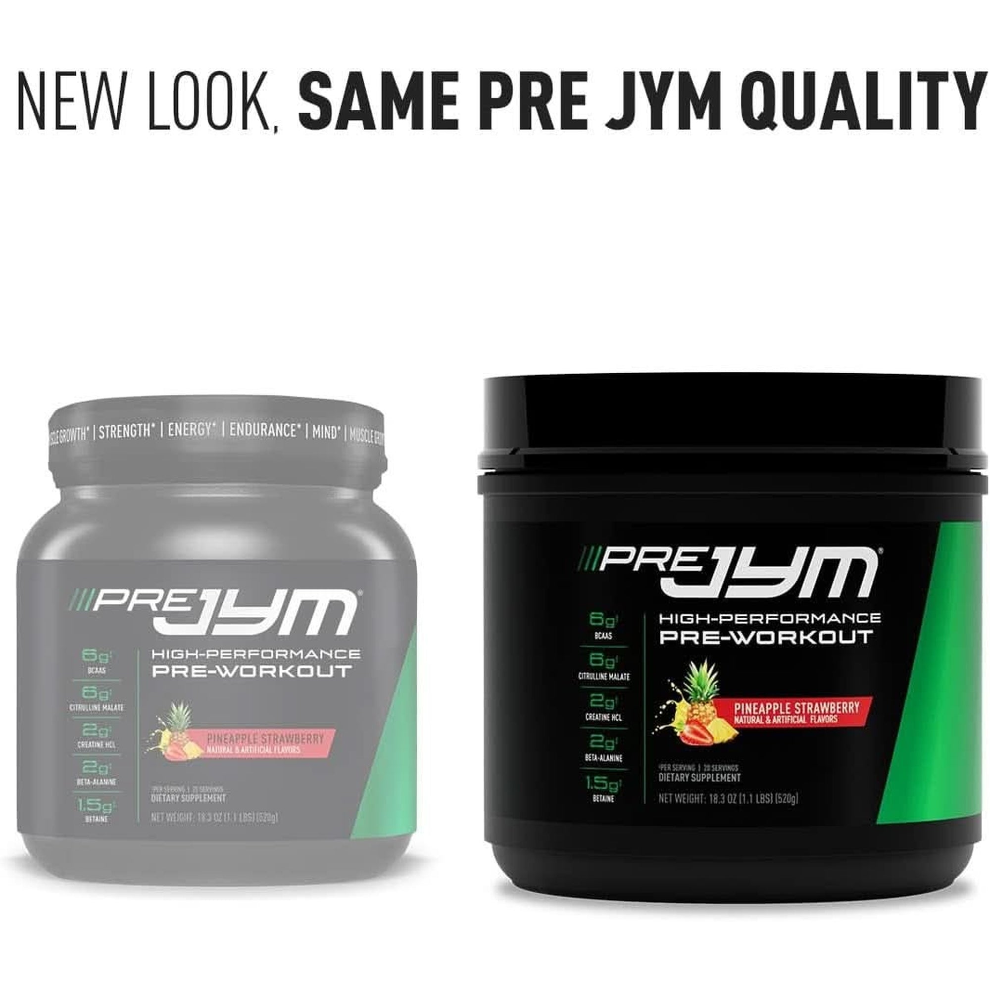 Pre JYM Pineapple Strawberry Pre Workout Powder for Men & Women, Bcaas, Nootropics, Creatine HCI, Citrulline, Beta-Alanine, Betaine, Taurine, Huperzine, JYM Supplement Science, 20 Servings