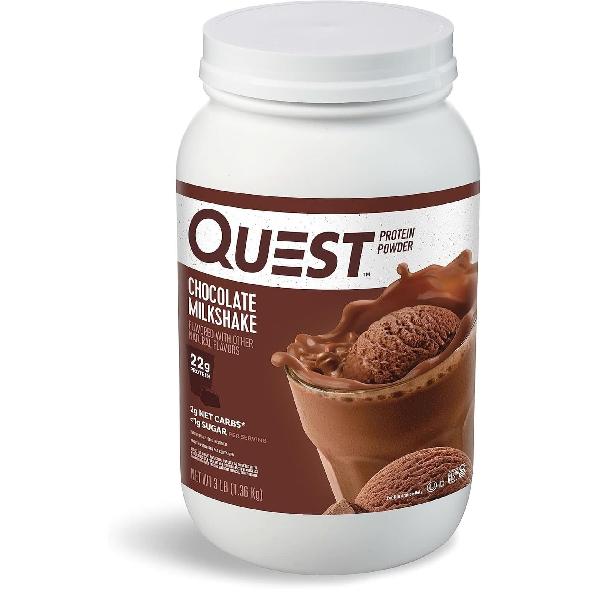 Quest Nutrition Vanilla Milkshake Protein Powder, 24G of Protein, 1G of Sugar, Low Carb, Gluten Free, 1.6 Pound, 23 Servings