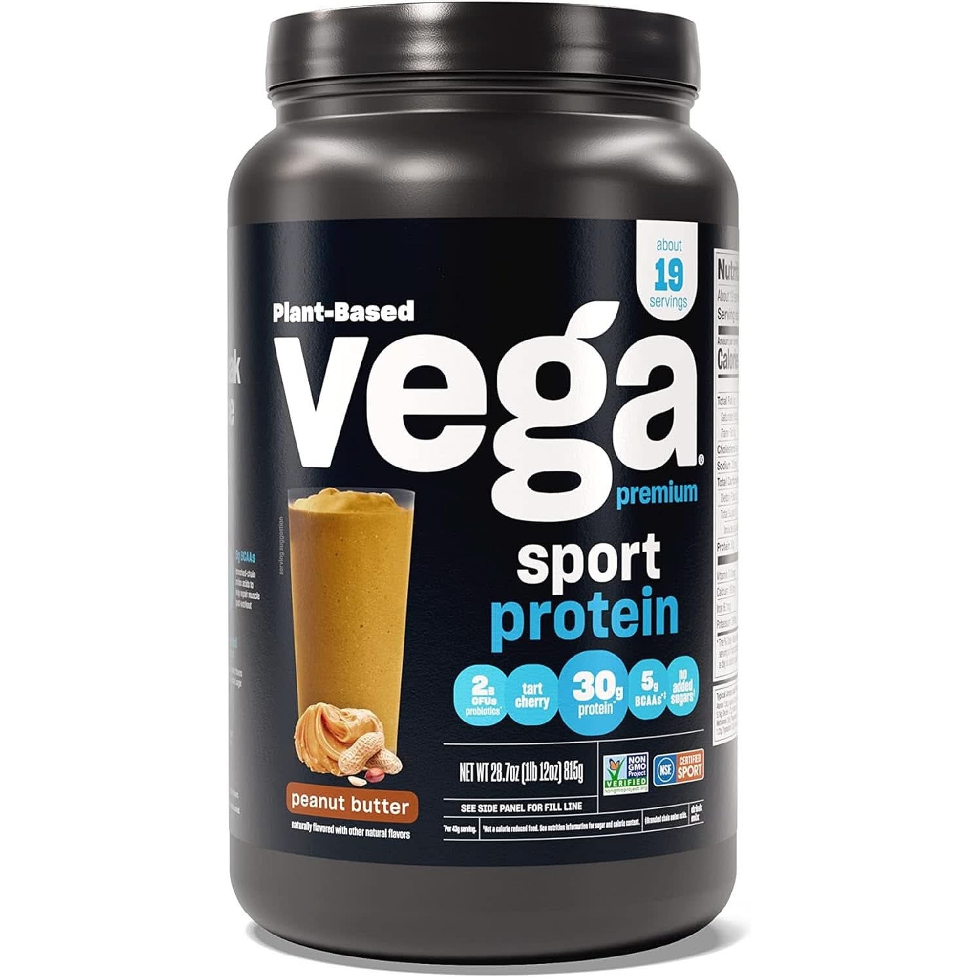 Vega Premium Sport Protein Chocolate Protein Powder, Vegan, Non GMO, Gluten Free Plant Based Protein Powder Drink Mix, NSF Certified for Sport, 29.5 Oz