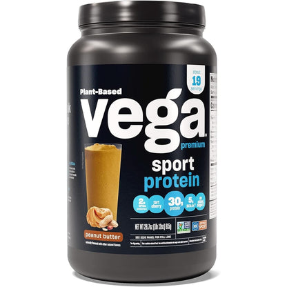 Vega Premium Sport Protein Chocolate Protein Powder, Vegan, Non GMO, Gluten Free Plant Based Protein Powder Drink Mix, NSF Certified for Sport, 29.5 Oz