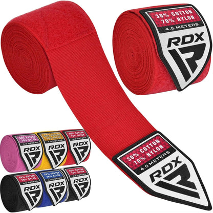 RDX Boxing Hand Wraps Inner Gloves, 180 Inch 4.5M Elasticated Thumb Loop Bandages, Mexican Style under Mitts Wrist Wrap Protection Muay Thai MMA Kickboxing Martial Arts Punching Bag Training Men Women