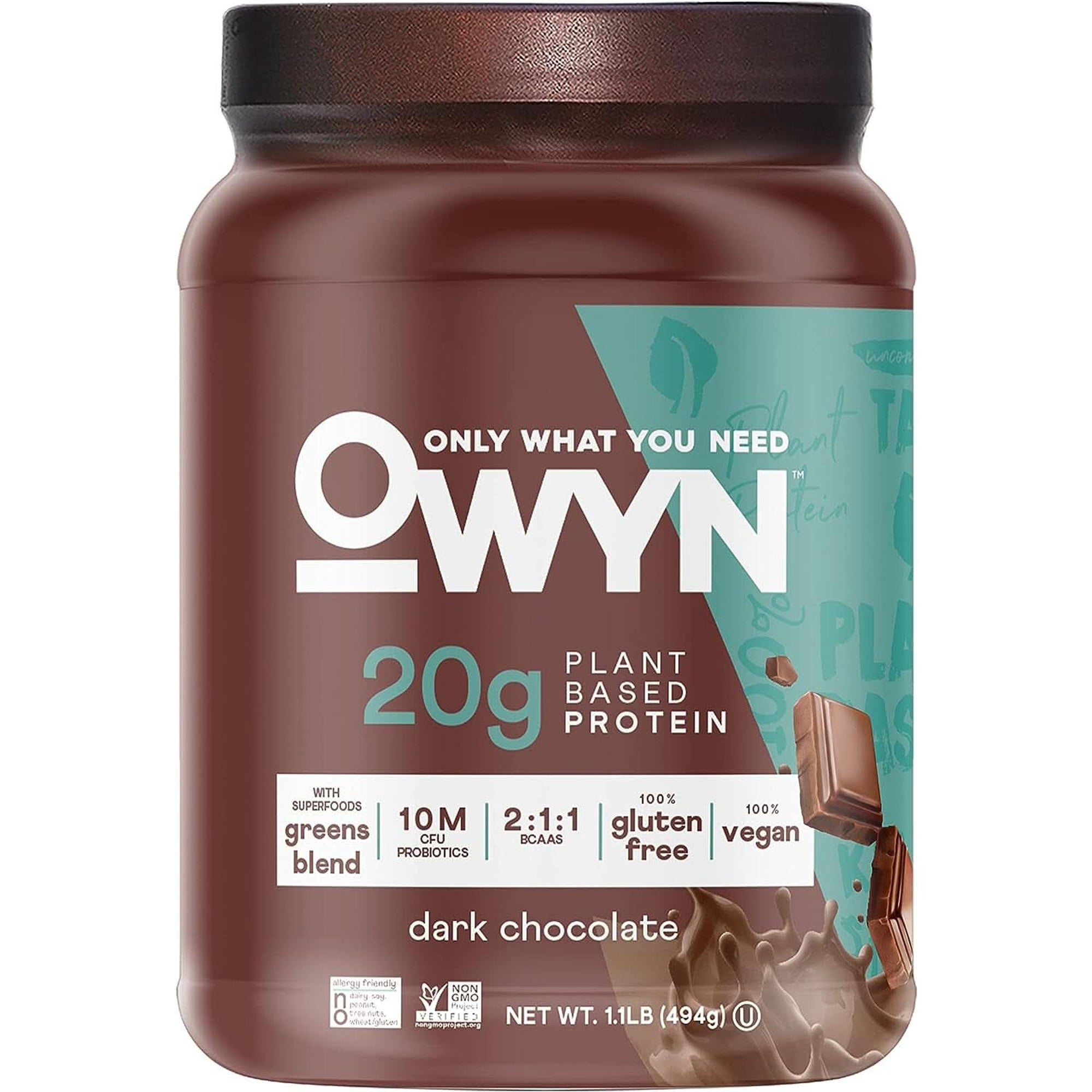 OWYN Only What You Need Pro Elite Vegan 30G Plant-Based High Protein Powder, Zero Sugar (Dark Chocolate, 2.9 Lbs)