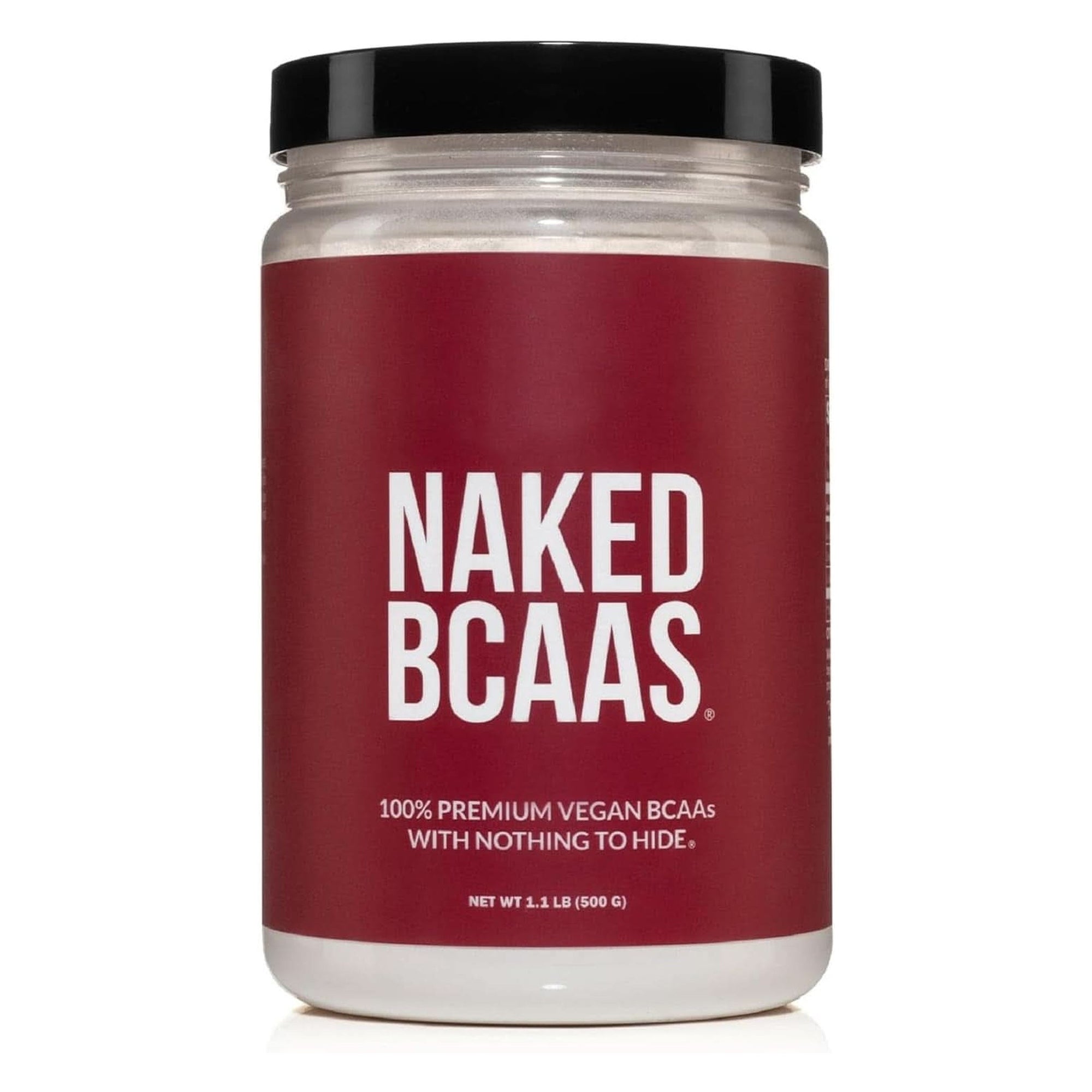 Naked Bcaas Amino Acids Powder, Only 1 Ingredient, Pure 2:1:1 Formula, Vegan Unflavored Branched Chain Amino Acids, Instantized All Natural BCAA Supplement - 500 Grams, 100 Servings