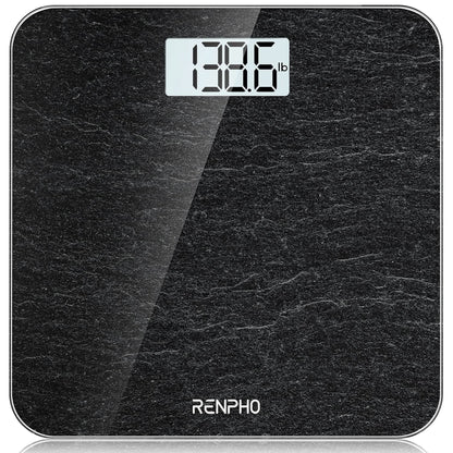 RENPHO Scale for Body Weight, Digital Bathroom Scale with Backlit LED Display, Highly Accurate & Measures Weight up to 400 Lb/180Kg, Batteries Included, Black-Core 1S