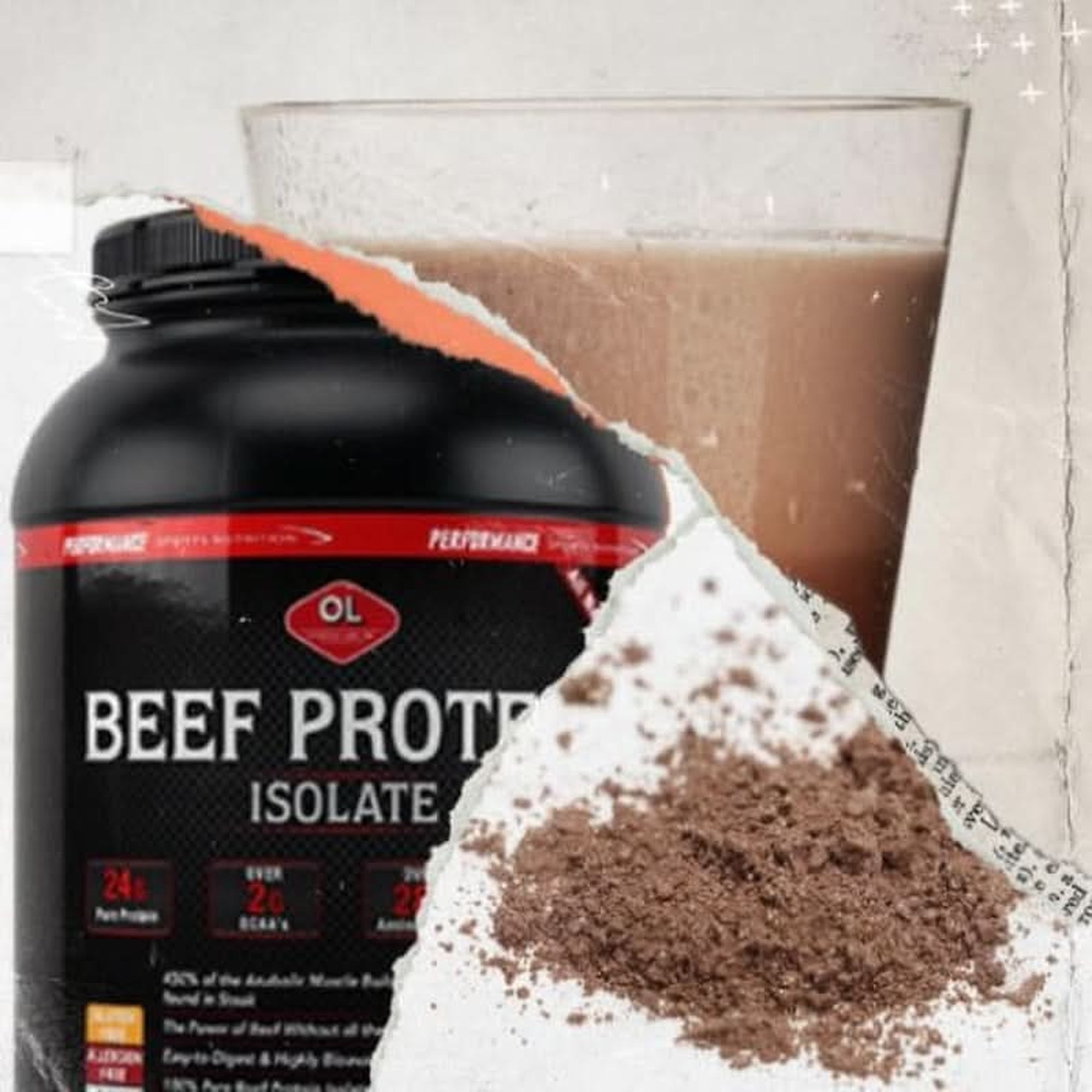 Olympian Labs Beef Protein Isolate, 24G Protein, BST Free, Macro-Micro Nutrient Friendly, Bioavailable, 32 Ounces, Chocolate