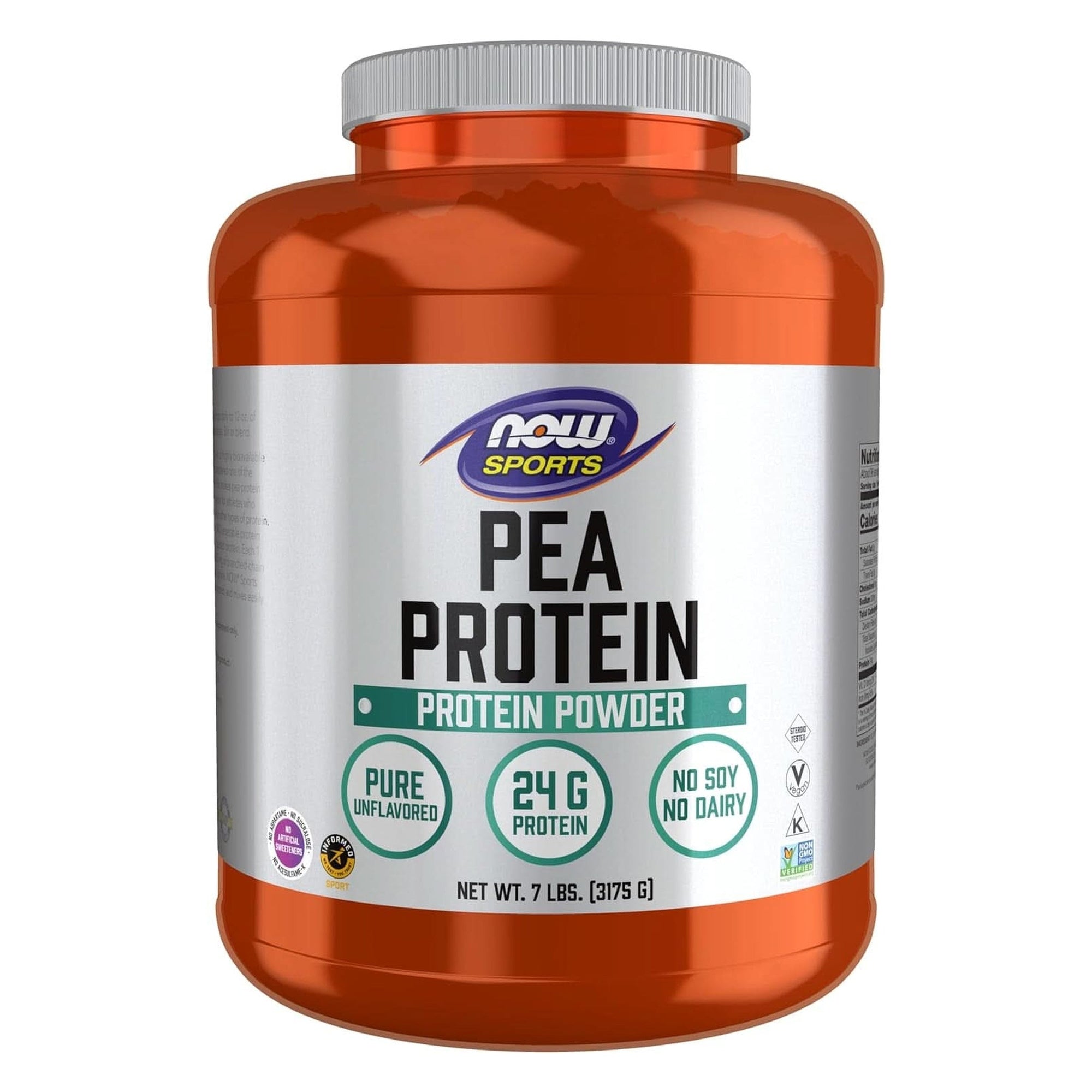 NOW Foods Sports Nutrition, Pea Protein 24 G, Fast Absorbing, Unflavored Powder, 7-Pound