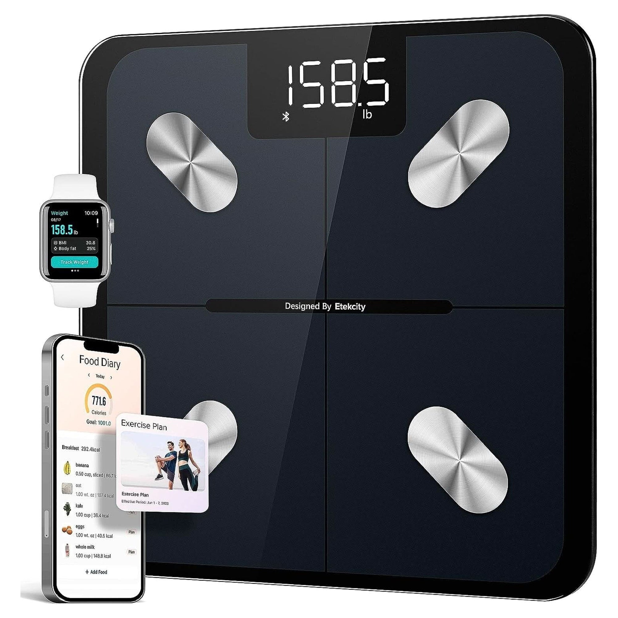 Etekcity Smart Scale for Body Weight FSA HSA Store Eligible, Bathroom Digital Weighing Scale with BMI, Body Fat, Muscle Mass, Accurate Bluetooth Home User Health Equipment Sync Apps