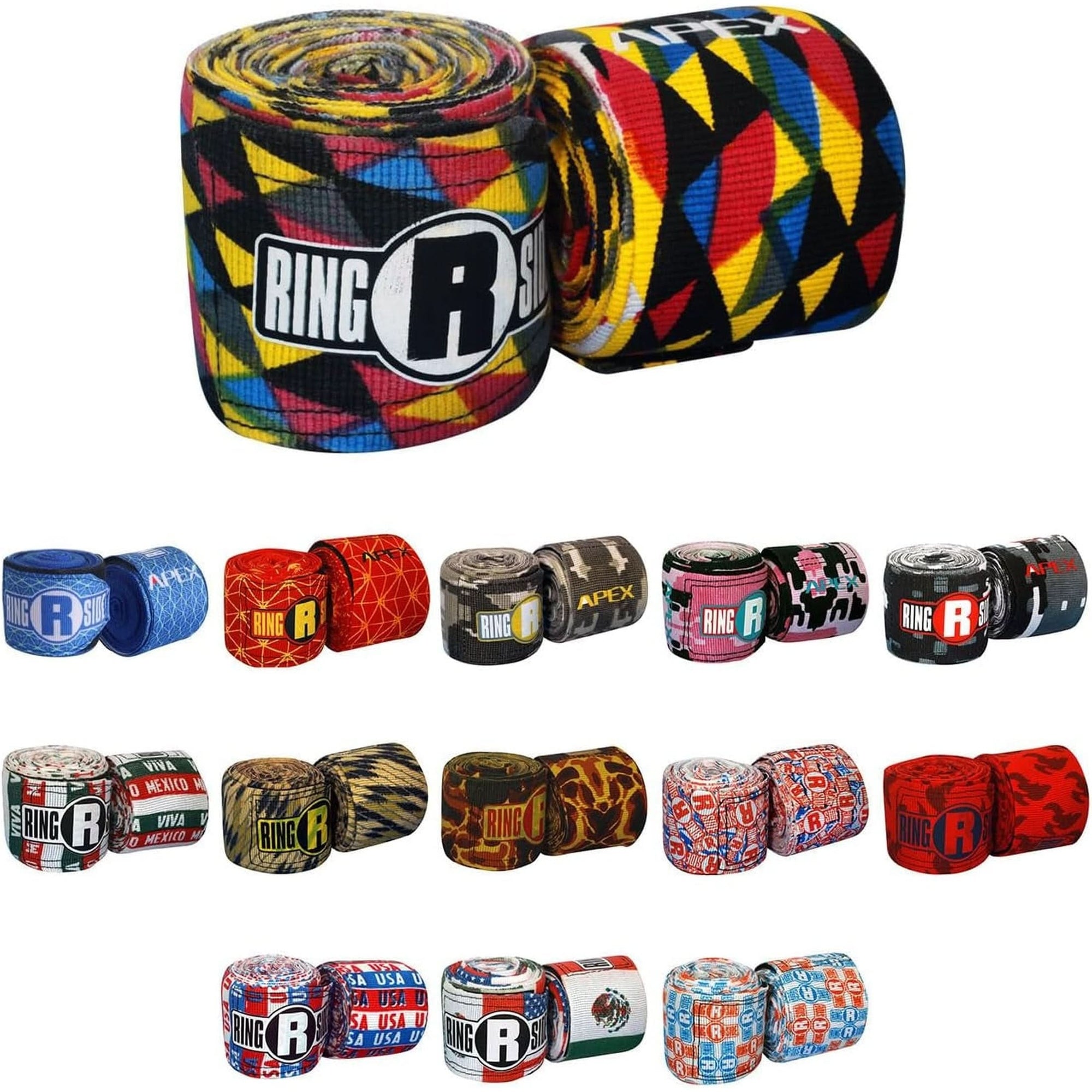 Ringside Apex 130” Boxing Hand Wraps Pair - Durable, Elastic Training Wraps with Hook & Loop Closure, Multi-Color Options, Perfect for MMA, Muay Thai, Kickboxing