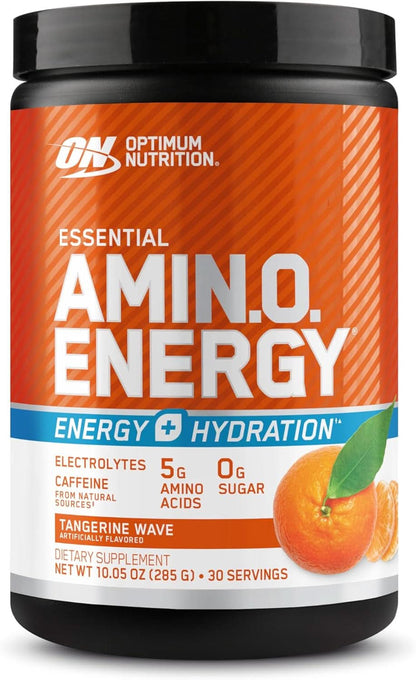 Optimum Nutrition Amino Energy Powder plus Hydration, with BCAA, Electrolytes, and Caffeine, Watermelon Splash, 30 Servings (Packaging May Vary)