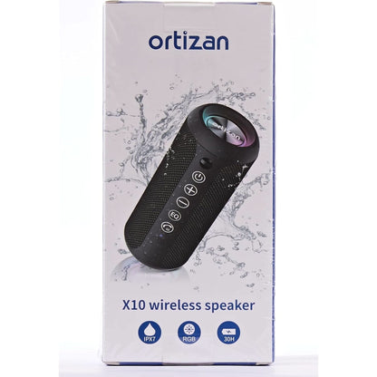 Ortizan Portable Bluetooth Speaker: IPX7 Waterproof, 24W Loud Sound, Deep Bass, Bluetooth 5.3, LED Lights, Wireless Stereo Pairing, 30H Playtime, for Home/Outdoor/Party/Beach, Birthday Gift Black