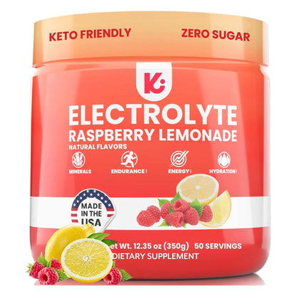 Keppi Keto Electrolytes Powder No Sugar - Sugar Free Electrolytes - Keto Hydration Electrolytes - Made in USA - Delicious Raspberry Lemonade Flavor - Mixes Easily No Clumps