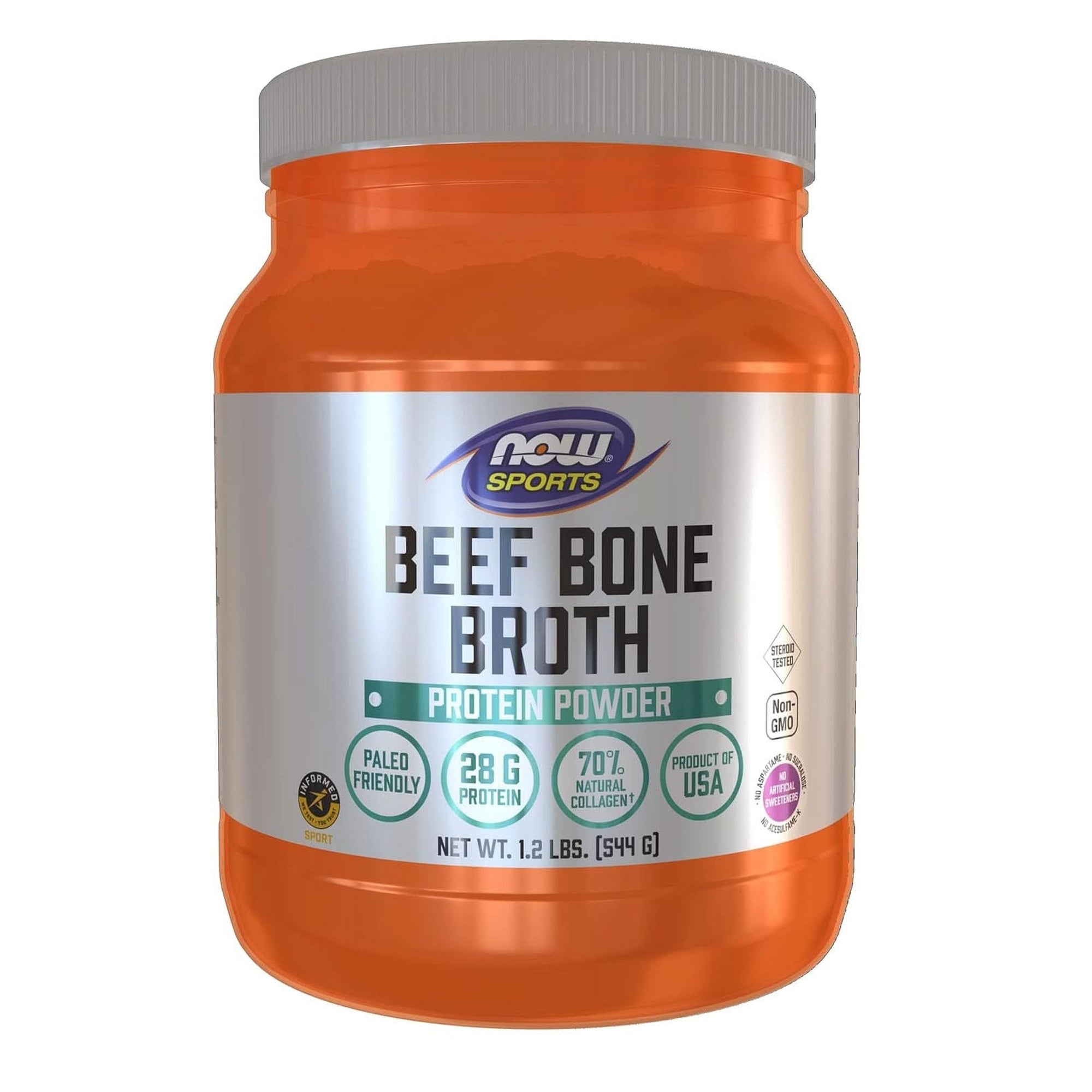 NOW Foods Sports Nutrition, Beef Bone Broth Powder Made with Premium-Quality Beef Bone Extract , 1.2-Pound